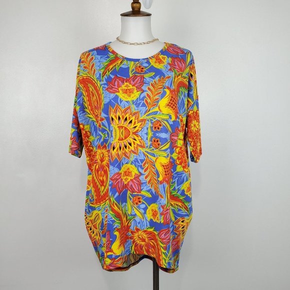 LuLaRoe Bright Colorful Bold Floral Paisley Irma Top NEW NWT Size XXS - Picture 1 of 9